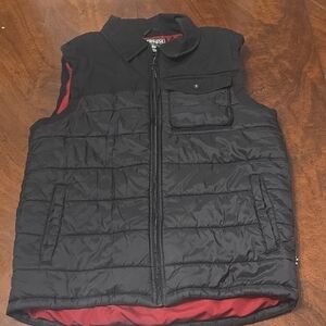 Men's Quilted Black and Red Vest
